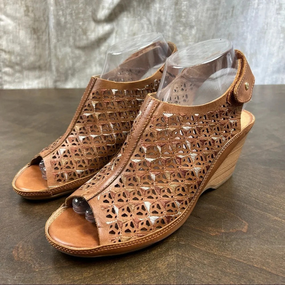 Pikolinos Capri Sandal Brandi Laser Cut Open Toe Boho Wedge Comfort - Picture 3 of 10
